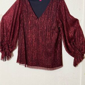 Vince Camuto Burgundy Shimmer Blouse